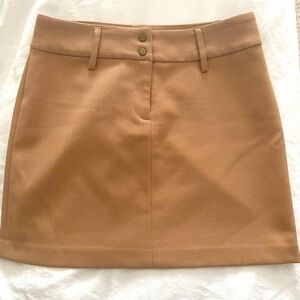 1/2 XS Express Mini Skirt Light Wool Blend Mid/Low Waisted Camel Tan Lined